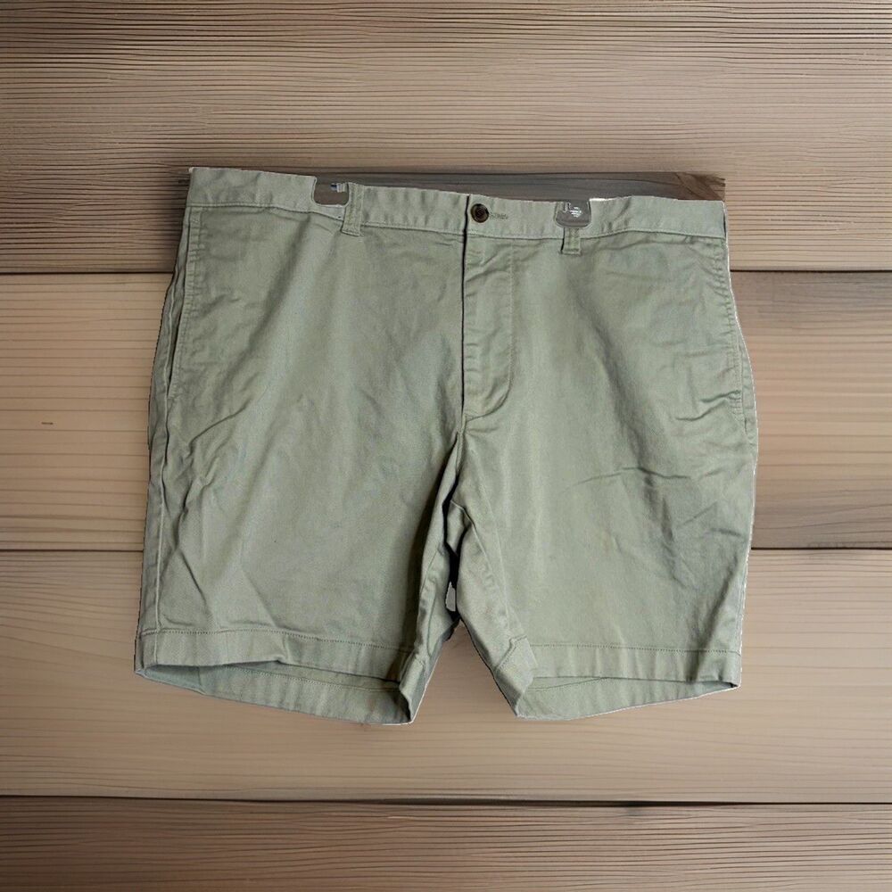 J.CREW Mens 38 Green Solid Chino Shorts 7" Inseam Flat Front Cotton Pockets